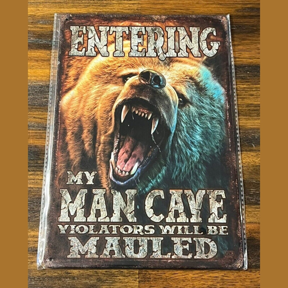 Entering My Man Cave "Violators Will Be Mauled" Novelty Metal Sign 8" x 12" NEW! Home & Garden:Home Décor:Plaques & Signs Style Your Walls